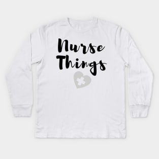 Nurse things in black text with heart Kids Long Sleeve T-Shirt